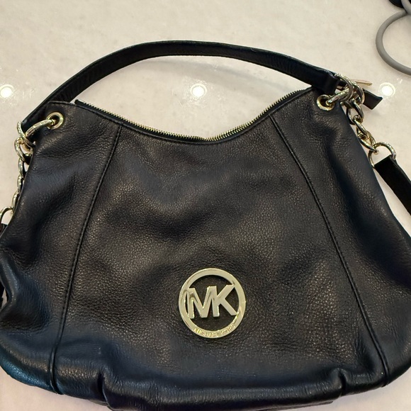 Michael Kors Black Shoulder Bag with silver Accents - Picture 1 of 5